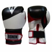 YB-801B+Перчатки бокс Ronin Grand, 10 унц, черно-белые, НАТУР. БОЕВ. КОЖА,  пр-во Пакистан