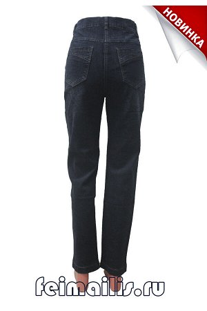 M-BL72681-4106-1-B354 --Слегка приуженные черные джинсы с принтом ЕВРО (ряд 48-54)
