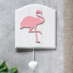 Крючок декоративный дерево "Розовый фламинго" белый 21,5х5х13 см