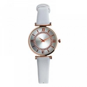 Часы наручные женские "Мелла", d=3 см, белый ремешок