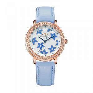 Часы наручные женские "Михаил Москвин", белый циферблат, голубой ремешок, 556-8-5-14