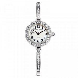 Часы наручные женские "Михаил Москвин", белый циферблат, серебристый браслет, 521-6-1