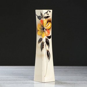 Ваза керамика настольная "Консул", цветы, цвет белый,художественная роспись, 37 см, микс