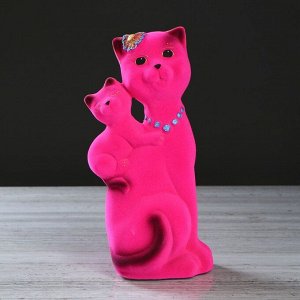 Копилка "Кошка Сьюзи-мама", покрытие флок, розовая, 28 см