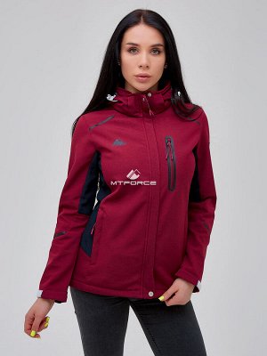 Женская осенняя весенняя ветровка softshell бордового цвета