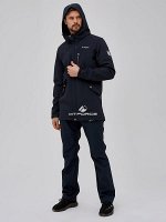 Мужской осенний весенний костюм спортивный softshell темно-синего цвета 02018TS