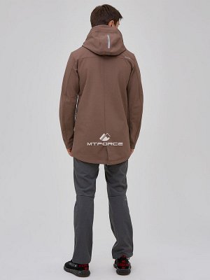 Мужской осенний весенний костюм спортивный softshell коричневого цвета 02018K