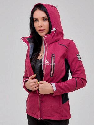 Женский осенний весенний костюм спортивный softshell малинового цвета 02036М