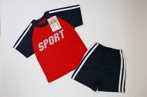 Футболка+шорты с лампасами красного цвета (супрем)