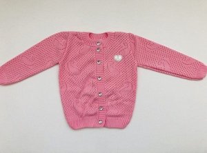 Детская вязаная кофта "Ажур" розового цвета