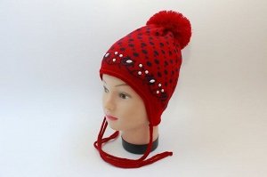 Красная вязаная шапка "Лолита" с Х/Б подкладом