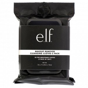 E.L.F., Makeup Remover Cleansing Cloths, 2 Pack of 20 ct, 40 Pre-Moistened Cloths