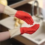 Перчатки хозяйственные резиновые , размер S, плотные, 50 гр, цвет красный