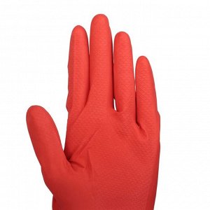 Перчатки хозяйственные резиновые , размер S, плотные, 50 гр, цвет красный