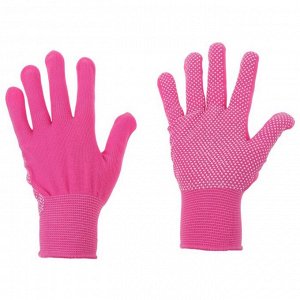 Перчатки, х/б, с нейлоновой нитью, с ПВХ точками, размер 8, розовые, «Точка», Greengo