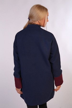 Пальто воротник-стойка JK-067 синяя