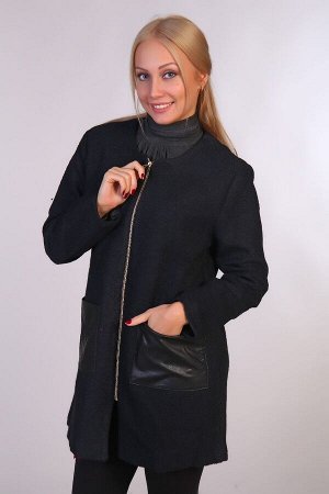 Драповое пальто JK-058 черное
