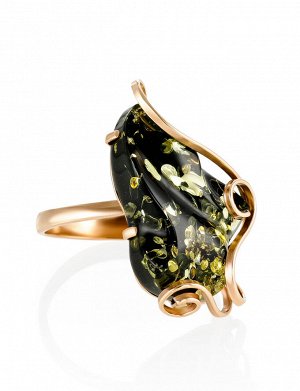 Роскошное кольцо из золота и зелёного янтаря «Риальто», 006203061