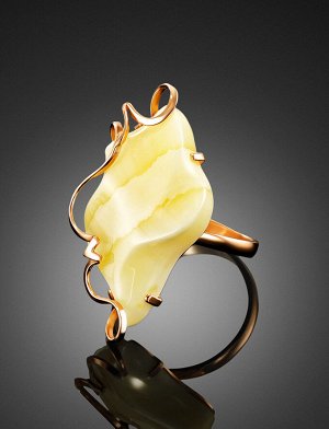 Кольцо из золота и натурального пейзажного янтаря «Риальто», 006203066