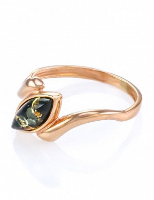 Нежное кольцо из золота с натуральным балтийским зелёным янтарём «Андромеда», 606211307