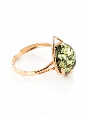 Золотое кольцо «Селена» со вставкой зелёного янтаря, 5062212483