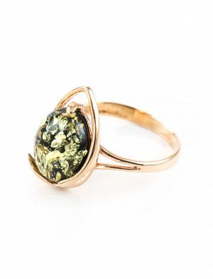 Золотое кольцо «Селена» со вставкой зелёного янтаря, 5062212483