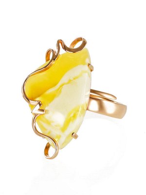 Утончённое кольцо «Риальто» из золота с пейзажным янтарём, 006204021