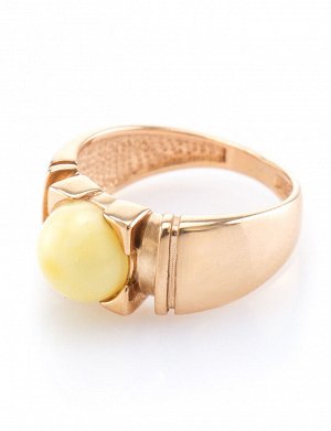 Изящное золотое кольцо со вставкой из натурального медового янтаря «Рондо», 606210059