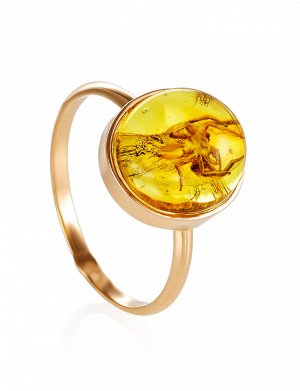 Оригинальное кольцо из золота и натурального лимонного янтаря с инклюзом паука «Клио», 006201448