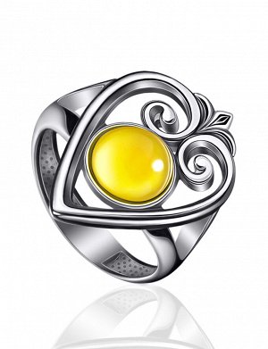 Яркое кольцо из серебра и натурального медового янтаря «Кордова», 906312181
