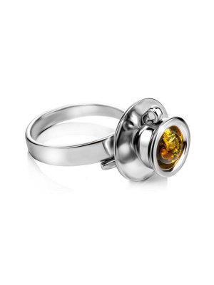 Оригинальное кольцо из серебра и зелёного янтаря Hasta Barista, 906311117