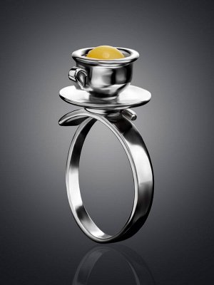 Необычное кольцо Hasta Barista из серебра и медового янтаря, 906306358