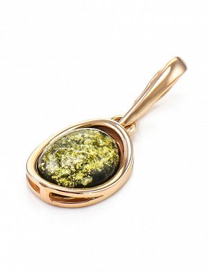 Небольшая подвеска из золота, украшенная янтарём зелёного цвета «Амиго», 707202013