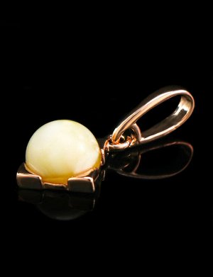 Маленькая нежная подвеска из золота с натуральным медовым янтарём «Рондо», 607211199