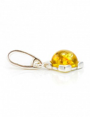 Небольшой серебряный кулон с натуральным янтарем яркого лимонного цвета «Рондо», 501710242