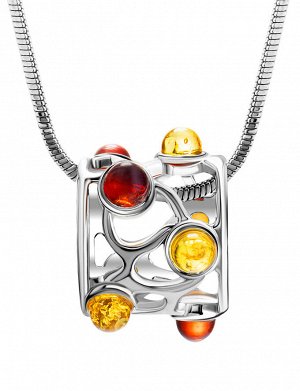 Оригинальный серебряный кулон «Лимбо» с разноцветным янтарём, 901712281