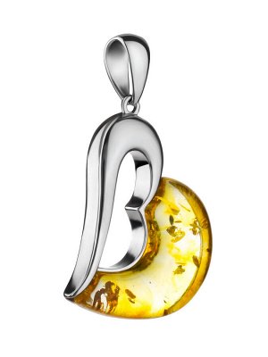 Яркий кулон «Санрайз» из серебра и янтаря лимонного цвета, 001703045