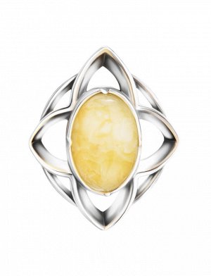 Кулон в ажурном дизайне «Амьен» из серебра и цельного медового янтаря, 901712242