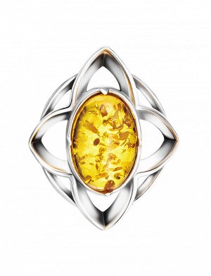 Красивый кулон из серебра и золотистого искрящегося янтаря «Амьен», 901712243