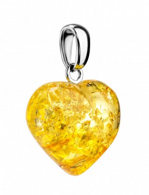 Кулон «Сердце» из натурального искрящегося янтаря, 005401361