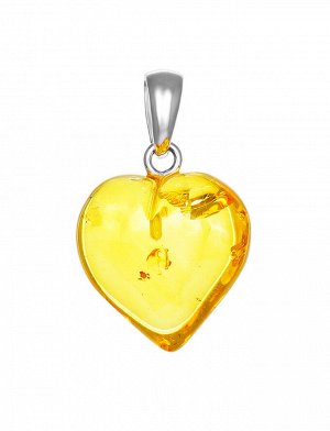Небольшая подвеска в форме сердца из натурального балтийского янтаря лимонного цвета, 005401343