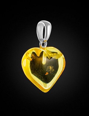 Небольшая подвеска в форме сердца из натурального балтийского янтаря лимонного цвета, 005401343