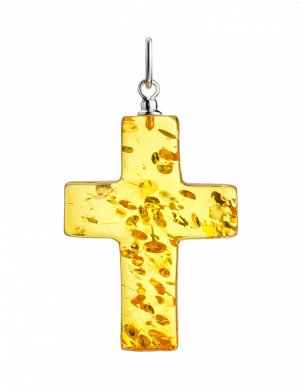 Подвеска «Крестик» из натурального балтийского янтаря золотистого цвета, 909208215