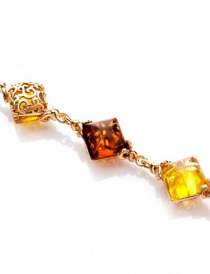 Изящный браслет из позолоченного серебра и янтаря двух цветов «Касабланка», 812604245