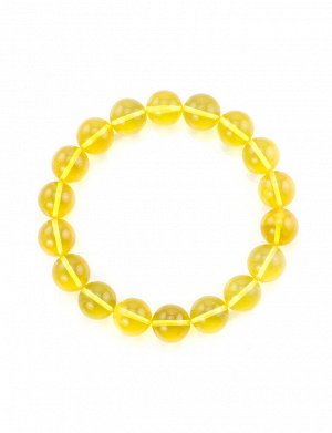 Браслет «Лимонные шары» из красивого прозрачного глянцевого балтийского янтаря, 604601022
