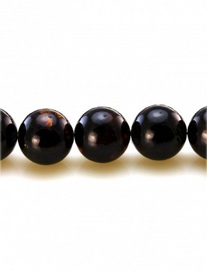 Чётки на 33 бусины-шара из натурального формованного янтаря чёрного цвета, 6057203151