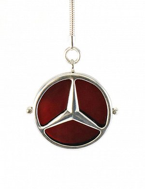 Брелок из искрящегося коньячного янтаря и серебра с логотипом автомобиля «Мерседес», 6090201130