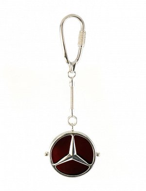Брелок из искрящегося коньячного янтаря и серебра с логотипом автомобиля «Мерседес», 6090201130