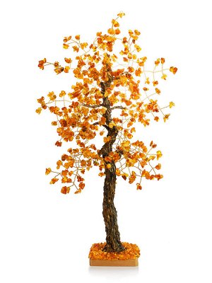 Денежное дерево с натуральным балтийским янтарём на деревянной подставке, 007303134