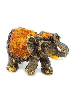 Декоративный керамический слон, украшенный натуральным балтийским янтарём, 005503127